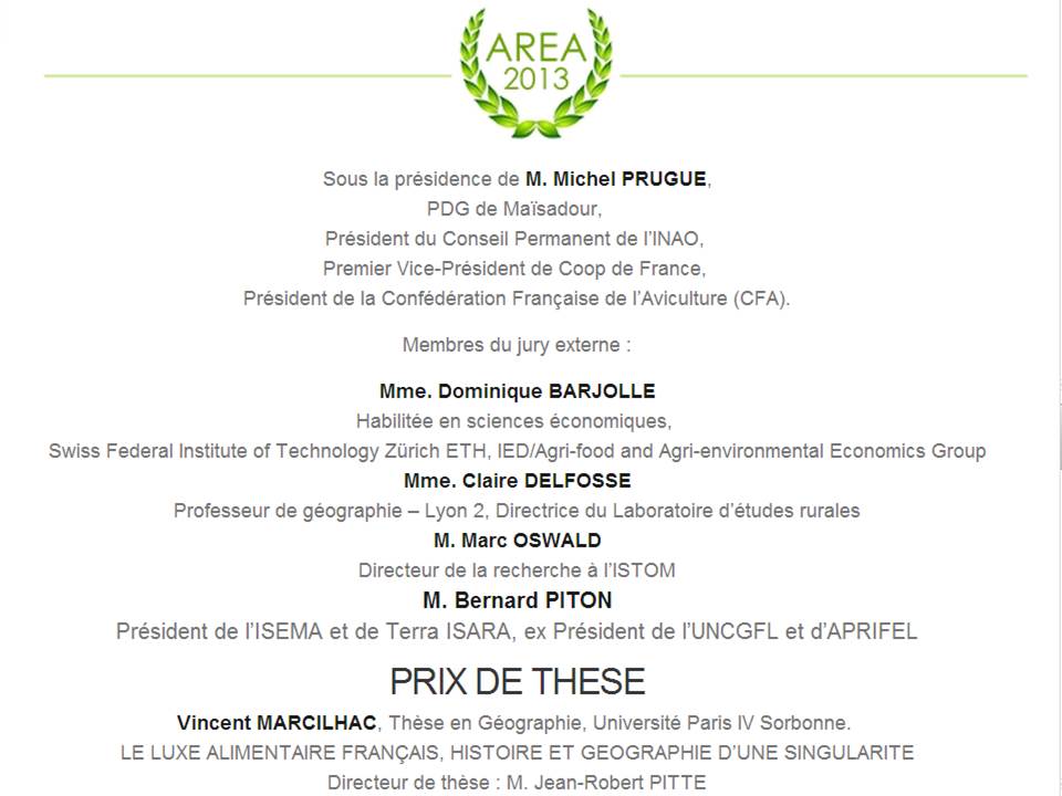 Prix de thèse AREA 2013